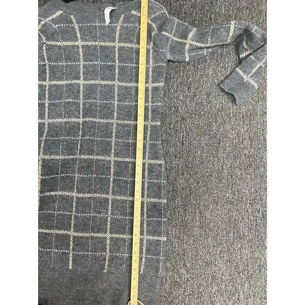 BANANA REPUBLIC Windowpane Sweater Dress Gray White Striped Turtleneck Sz XS NEW